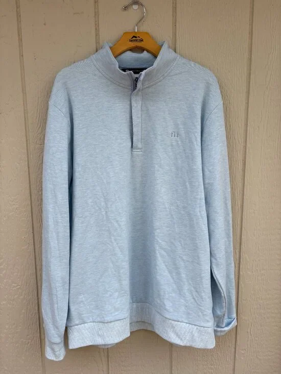 Travis Mathew Cloud 2.0 Quarter Zip Sweater Men's XL Powder Blue Elderberry Golf - Picture 9 of 15